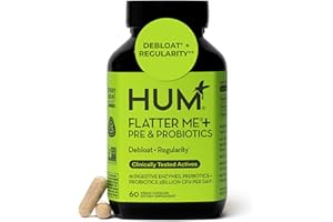 HUM Flatter Me Digestive Enzymes Plus Prebiotics & Probiotics, Digestive Health Bloating Supplement for Women & Men, Fast Acting Anti Bloat Pills Multi Enzyme for Debloating, Vegan, 60 Capsules
