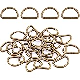 Swpeet 150Pcs 1 Inch / 25mm Bronze Heavy Duty Multi-Purpose Metal D Ring Semi-Circular D Ring for Keychains Belts Hardware Bags DIY