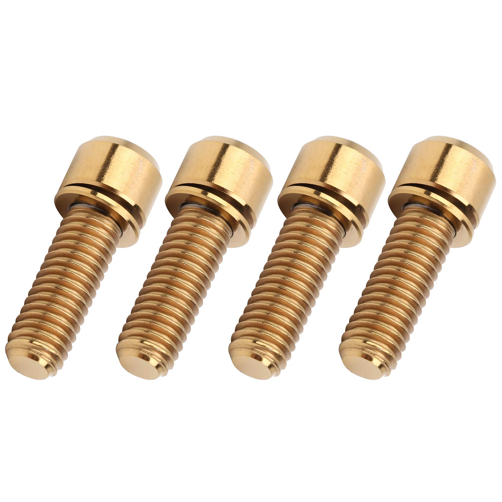 Keenso Stem Bolts, 4Pcs Portable Road Mountain Bicycle Screws Titanium Alloy Stem for M6x18(Gold)