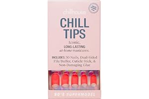 Chillhouse - Chill Tips, Press on Nails Kit - 90's Supermodel - 30 Nail Shapes & Sizes - Up to 3 Weeks Wear - Customizable Fit - Reusable - Latina Founded, Women Owned, Beauty, Self Care