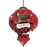 Inner Beauty 2011004 Woodland Plaid Pals Snowman Glass Ornament, 3.75-inch Length