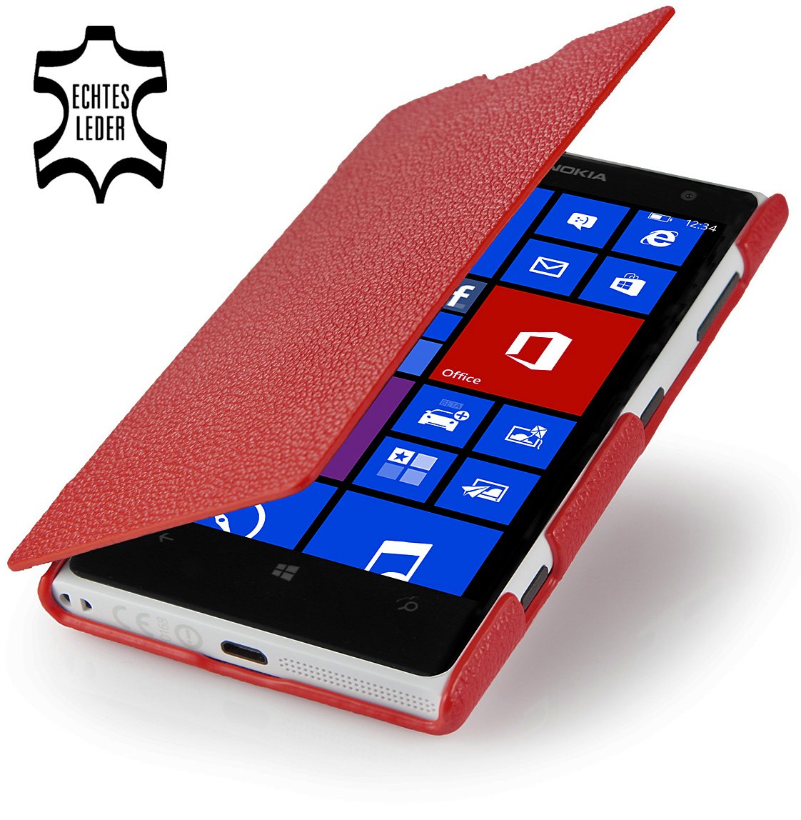 StilGut exclusive Leathercase UltraSlim for Nokia Lumia 1020 in Book Type Style, red