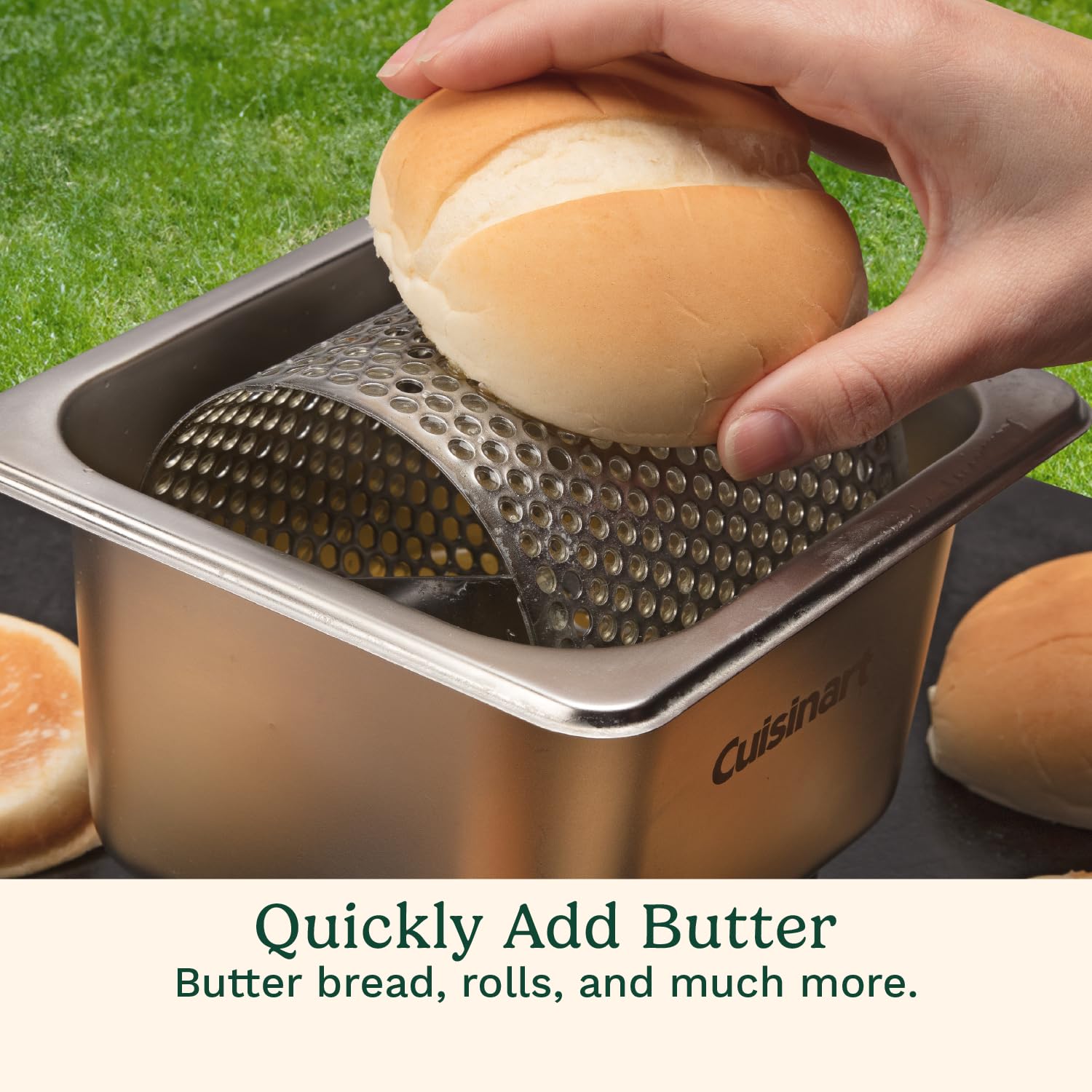 Cuisinart Stainless Steel Butter Wheel, Raised Bottom Butter Roller for Griddle for Golden Crust and Even Spread, Kitchen Grill Accessory for Burgers, Bread, BBQ, Cookouts, Tailgates