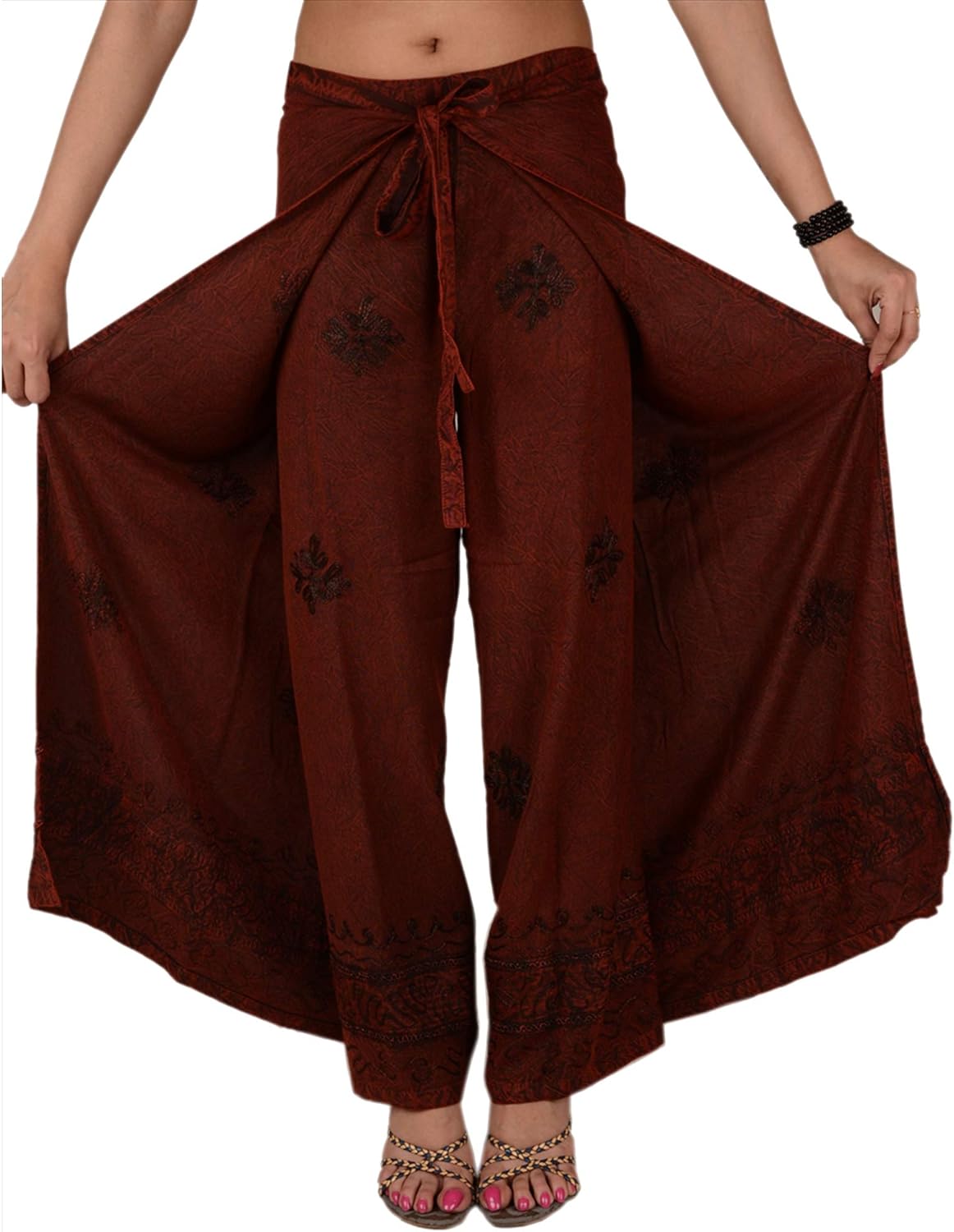 Skirts N Scarves Rayon Embroidered Aladdin Pant, Black, One Size at  Women’s Clothing store
