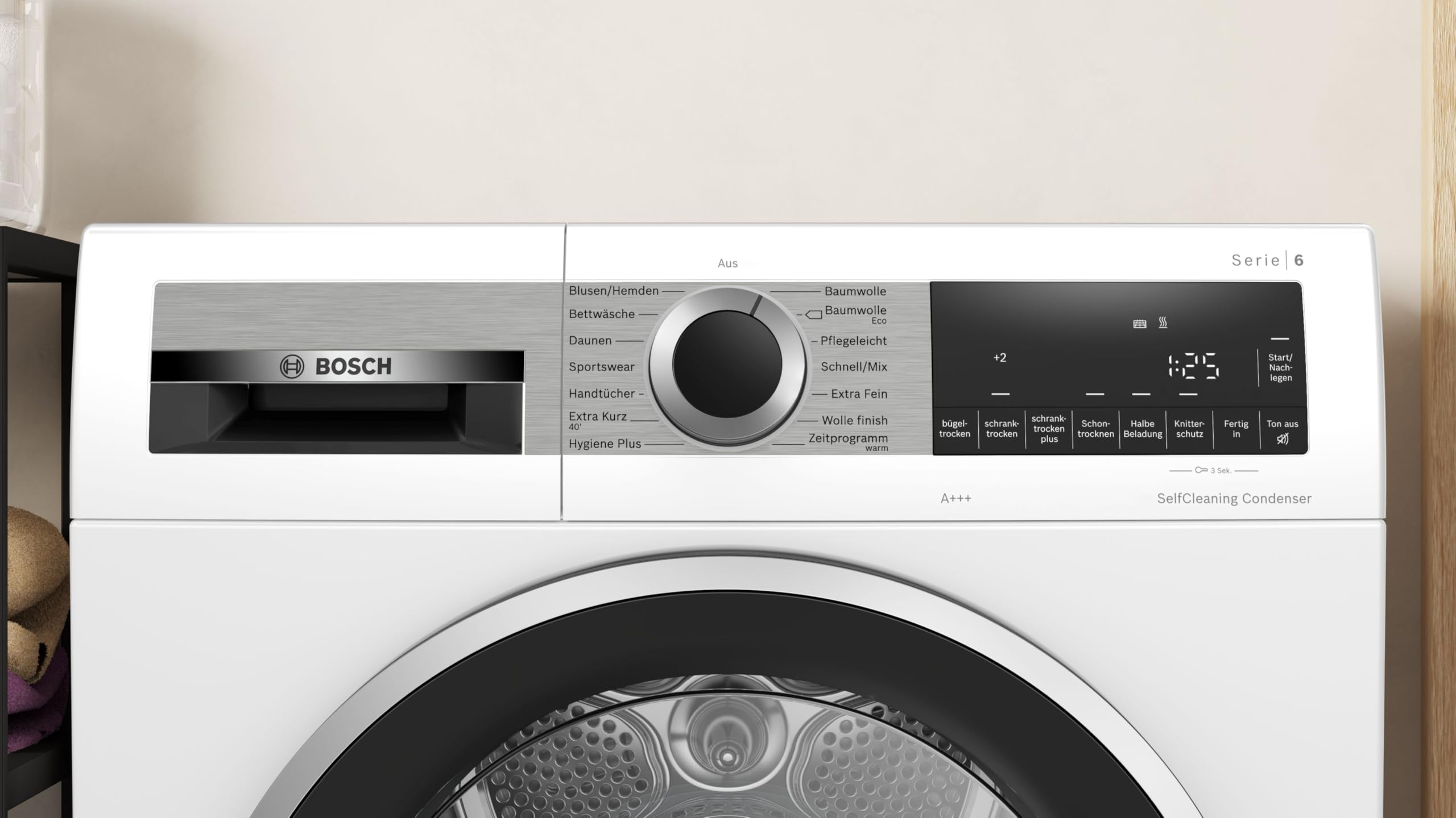 Bosch WQG235D00, Stiftung Warentest GUT (2,2)*, Serie 6, Wärmepumpentrockner 8 kg, Schneller getrocknete Wäsche, Auto Dry, Option Halbe Beladung, Sensitive Drying-System, Selbstreinigender Kondensator 4