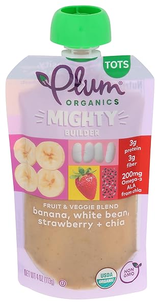PLUM ORGANICS ORGANIC MIGHTY BANANA WHITE BEAN STRAWBERRY...