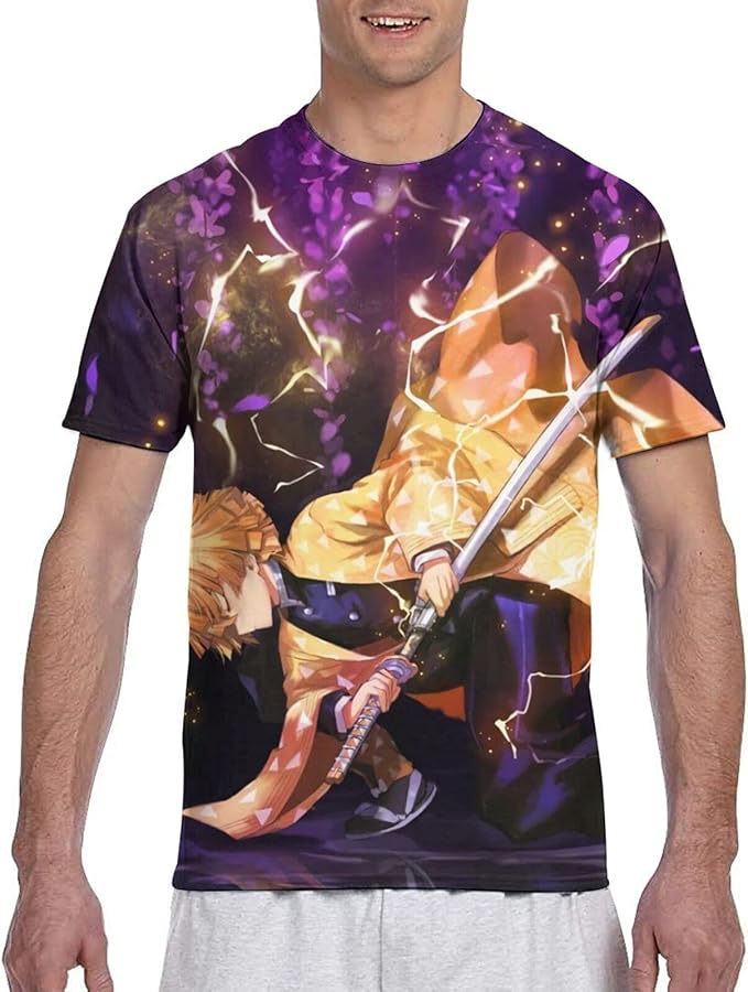 Mens Anime Shirt 3D Print Tee Short Sleeve TShirt for