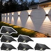 Solar Fence Lights Outdoor, 6 Pack Up and Down Wall Lights, Warm White | IP67 waterproof design; dusk-to-dawn outdoor wall decor for fences, patios, decks, gardens, yards, railings and pathways