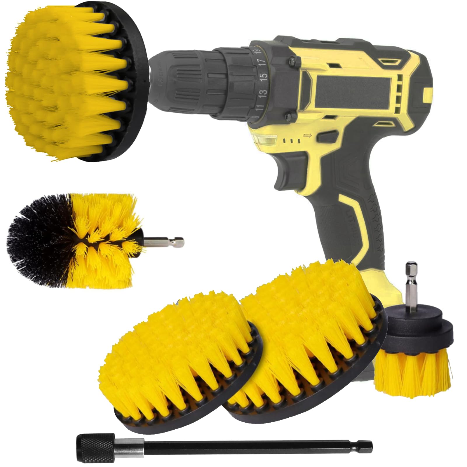 Brush Attachment Cordless Screwdriver, Pack of 5 Brush Cordless Screwdriver Drill Cleaning Kit for Cleaning Bathroom, Bathtub, Flooring, Marble, Ceramic (5 Pieces)