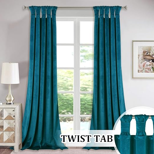 Amazon Com Stangh Teal Velvet Curtains 96 Inch Contemporary