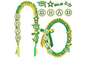 KIMKUSIA Green and Gold Graduation Leis 2025 Graduation Lei Class of 2025 Money Ribbon Leis for Graduation 2025