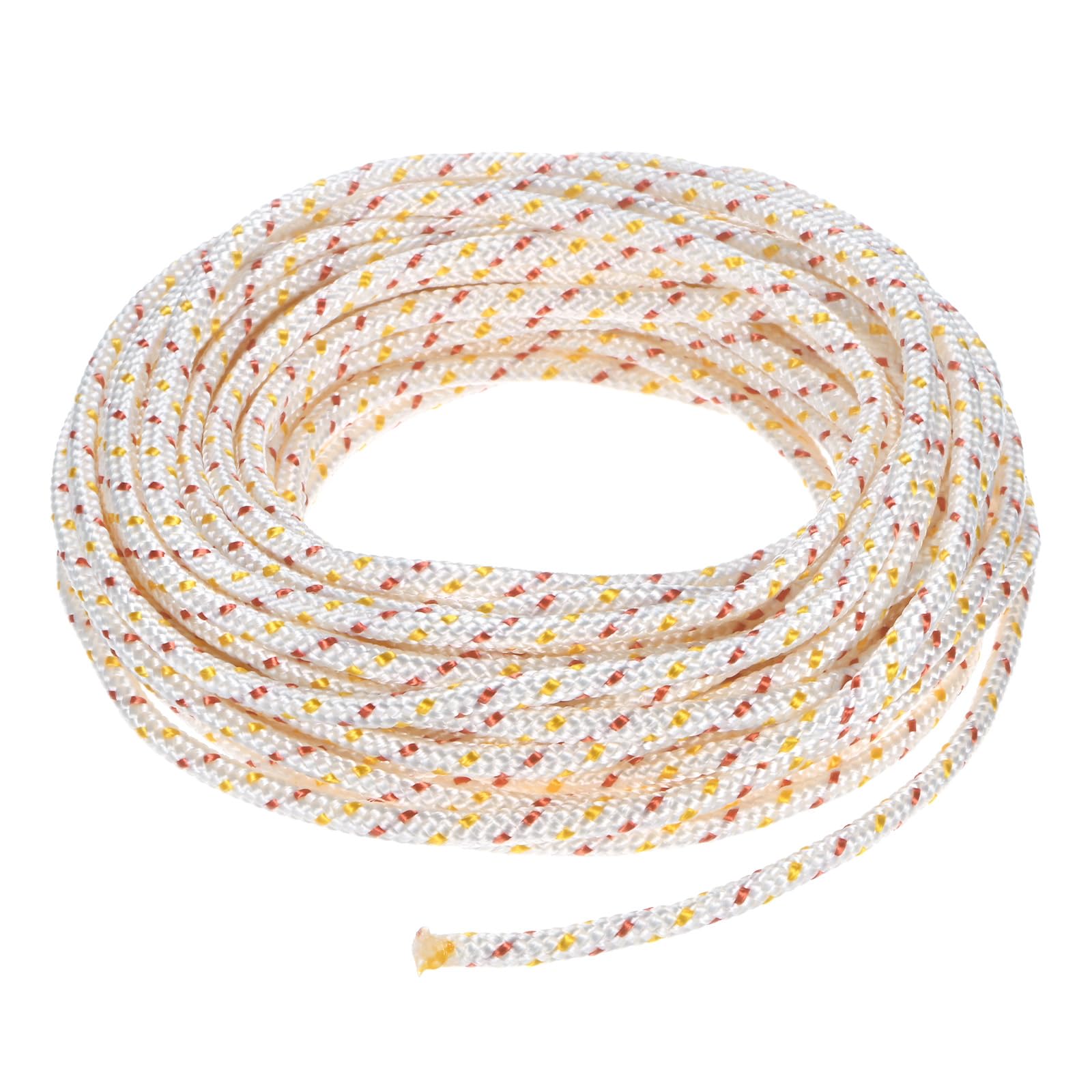 M METERXITY Recoil Starter Rope Pull Cord 4mm 10m Pull Starter Rope Nylon Pull Cord Pull Starter Rope for Mower/Chainsaw/Trimmer/Brush Cutter [White Red Yellow]