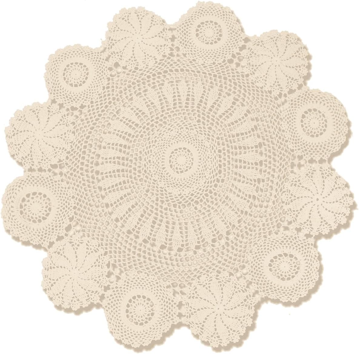 gracebuy Beige 31 Inch Round 100% Handmade Crochet Lace Tablecloth Doilies