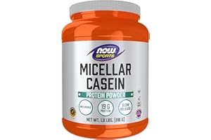 NOW Foods Sports Nutrition, Micellar Casein 19 g, Slow Release, Unflavored Powder, 1.8-Pound