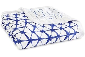 aden + anais Silky Soft Dream Blanket | 100% Viscose Bamboo Muslin Baby Blankets for Girls & Boys | Ideal Newborn Nursery & Crib Blanket | Unisex Toddler & Infant Boutique Bedding, Indigo Shibori Blue