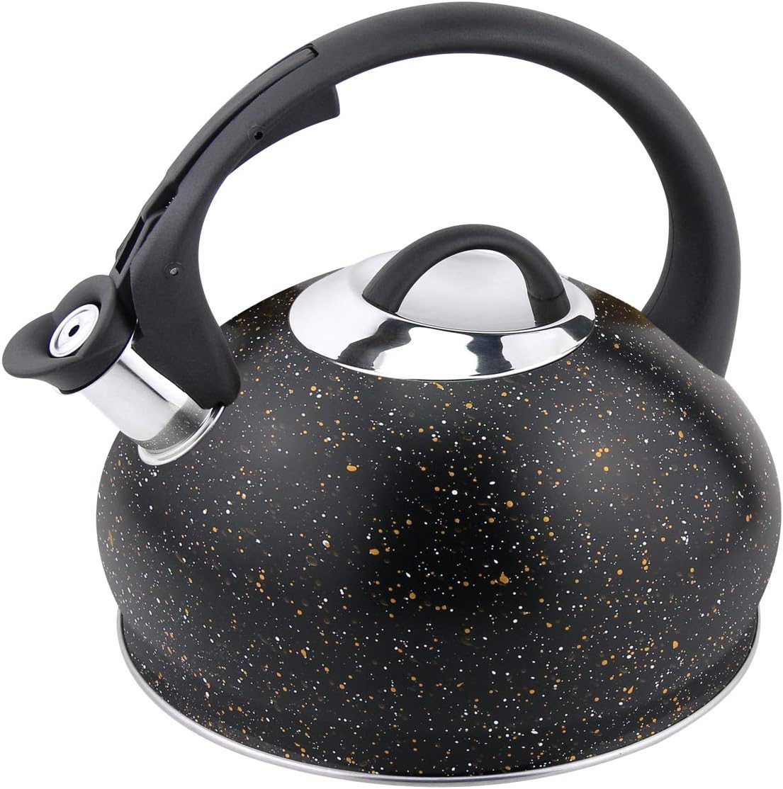 Topfann Stainless Steel Whistling Tea Kettle 3.2-Quart Stove Grouper Top Kettle Teapot (GS-04084-3L, Black)