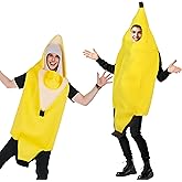 MCJC Adult Banana Halloween Costume, Yellow Deluxe Dress Up Set, One-Piece Roleplay Outfit