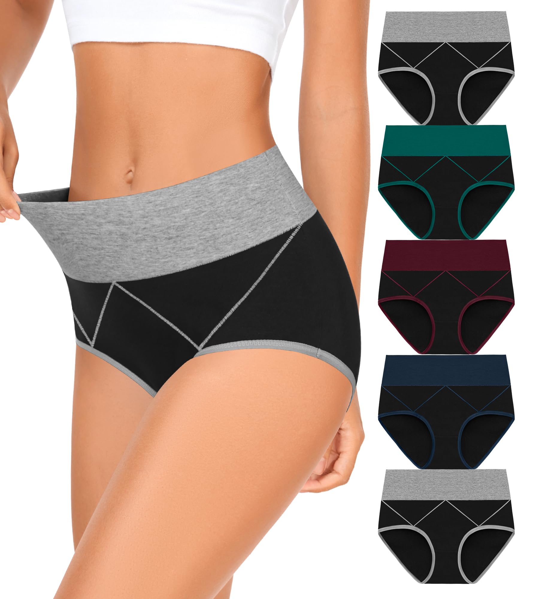 Photo 1 of MISSWHO Womens Cotton C Section High Waisted Underwear Tummy Control Briefs Breathable Postpartum Laides Plus Size 5 Pack Panties X-Large