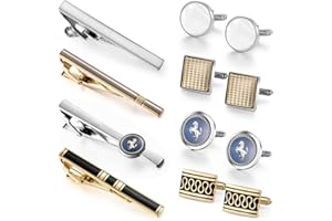 Wynameleri Mens Cufflinks and Tie Clips Set 12 PCS Formal Business Shirts Dress Necktie Pins Buttons Cuff Link Box Packed
