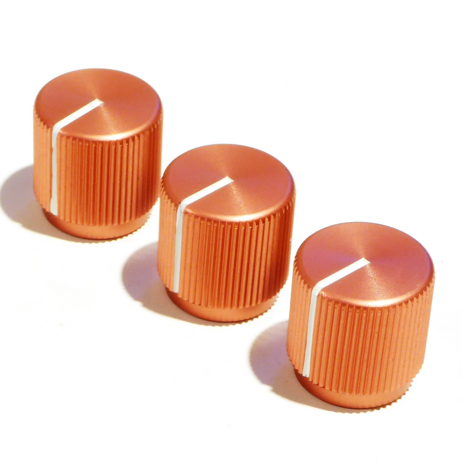 Red/Pink Metal Guitar Control Knobs (Set of 3) – 16 mm Diameter Tone or Volume – Fits 6 mm Shaft | Solid Aluminium Knobs for Electric Guitar, Amp, Effects Pedal or Mixer | Black Dog Music UK