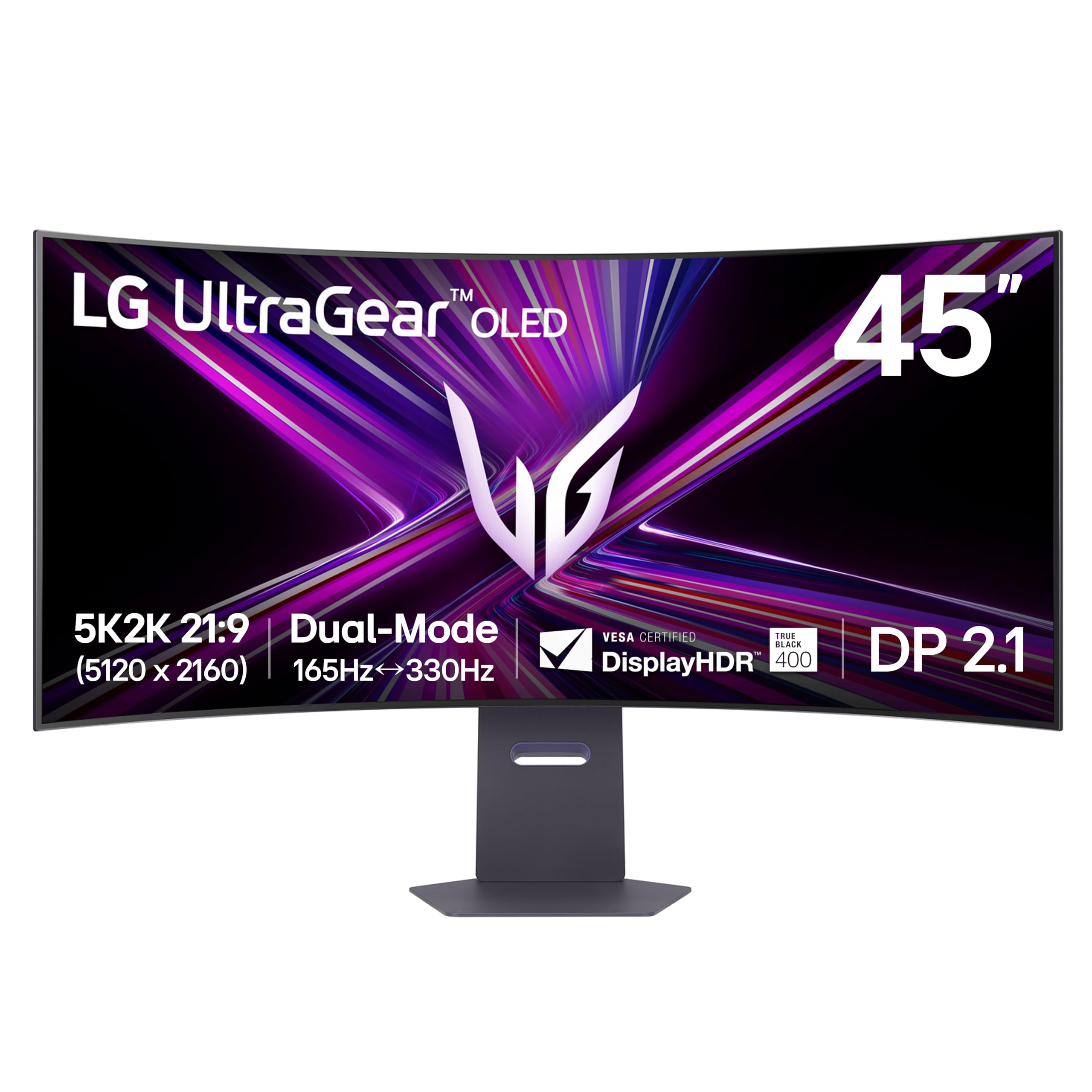 Photo 1 of LG 45GX950A-B 45-inch Ultragear 5K2K WUHD (5120 x 2160) OLED Curved Gaming Monitor, Dual-Mode, 165Hz, 0.03ms, NVIDIA G-Sync, AMD FreeSync Premium Pro, HDR True Black 400, USB Type-C 90W, DP2.1, Black