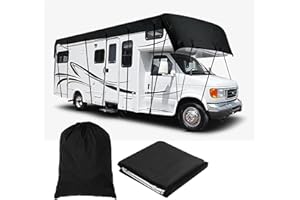 HFKJway Foldable Storage Travel Trailer Cover - 210D Oxford Cloth, Easy to Clean Class C Rv Cover, Black-11m3m