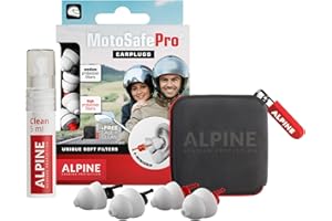 Alpine MotoSafe Pro - Premium Motorcycle Ear Plugs for Wind Noise Reduction - Hearing Protection for Motor RIde - Reusable, C