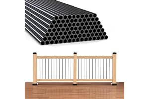 SIMESOVE 50 Pack 32" Wrought Iron Balusters for Staircase, 3/4" OD Round Hollow Deck Balusters for Outdoor Deck Railing Porch, Metal Spindle and Stairs Railing, Black