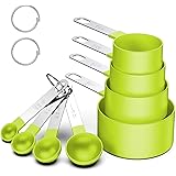 Measuring Cups and Spoons Set, 8 Piece Stackable Stainless Steel Handle Accurate Tablespoon for Measuring Dry and Liquid Ingr
