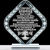 YWHL Pastor Appreciation Gifts for Men, Thank You Pastor Day Gifts Inspirational Religious Crystal Keepsake Plaque, Unique Presents for Pastors on Birthday Christmas Retirement