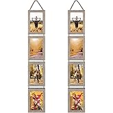 Lavezee 4x6 Hanging Collage Picture Frames Set of 2, 8 Opening Vertical Frame Made to Display 4 by 6 Inch Photo for Wall Decor, Rustic
