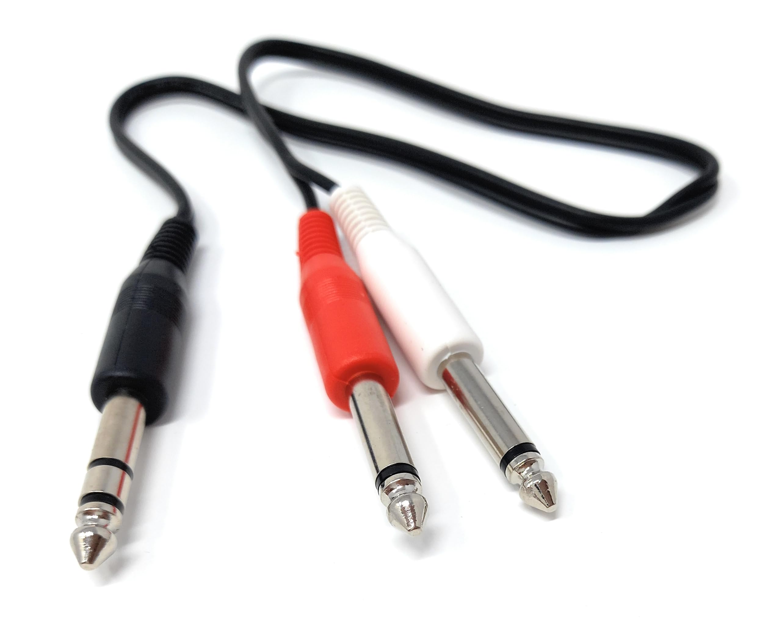 DRUT 0.5m 6.35mm Stereo Jack To 2 x 6.35mm Mono Jack Y Splitter TRS Stereo to Twin 1/4 Inch TS Mono Lead Cable 1.6ft