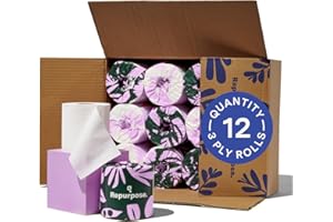REPURPOSE COMPOSTABLES Repurpose 100% Bamboo Toilet Paper, 3-Ply, Tree-Free, Plastic-Free, FSC Certified, Septic Safe, Fast Dissolving, RV-Friendly, 12 Rolls (300 Sheets/Roll), No Fragrance/Dyes
