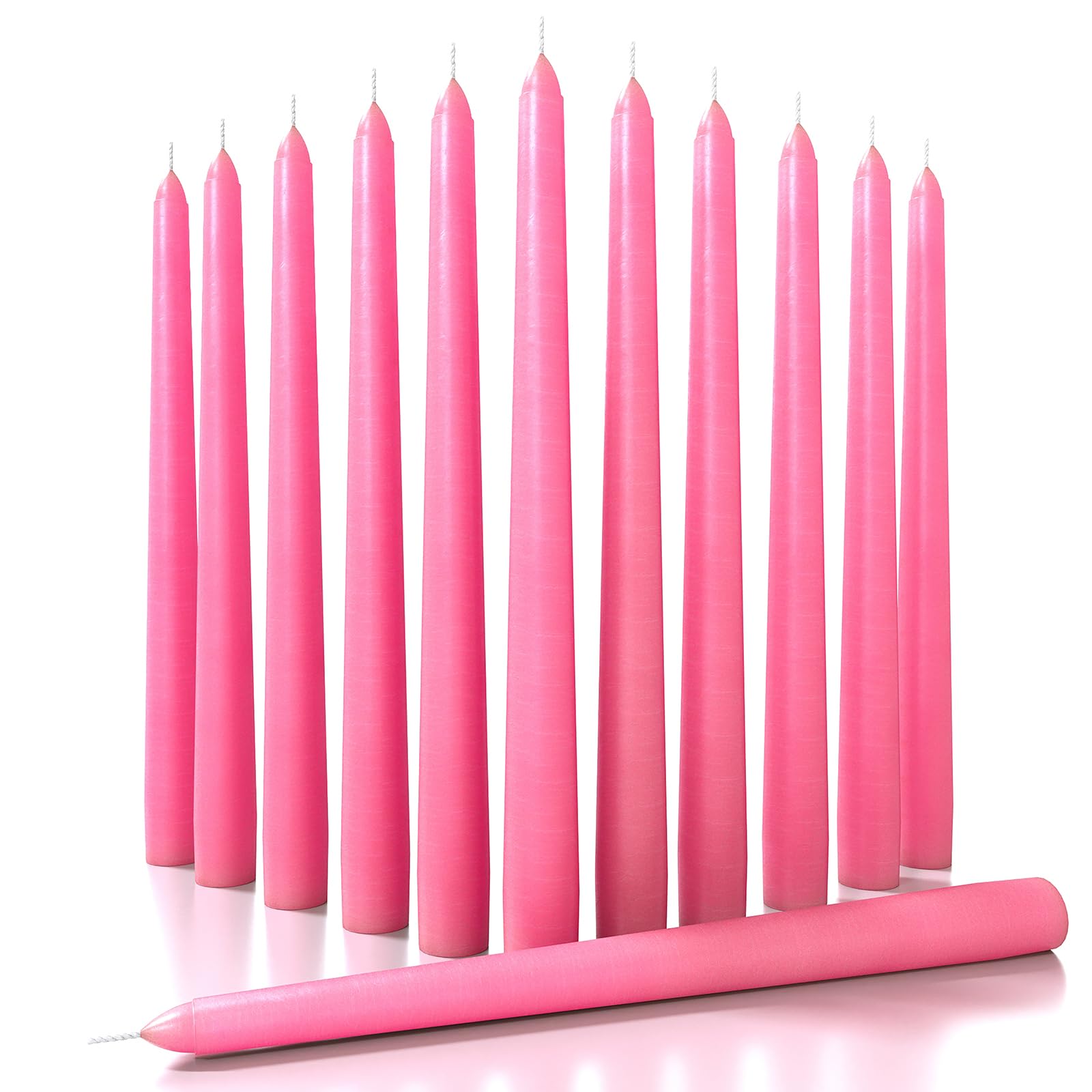 CANDWAX 30 cm Taper Candles Set of 12 - Dripless and Smokeless Candle Unscented - Slow Burning Candle Sticks Ideal as Christmas Candle or Dinner Candles – Pink Candles