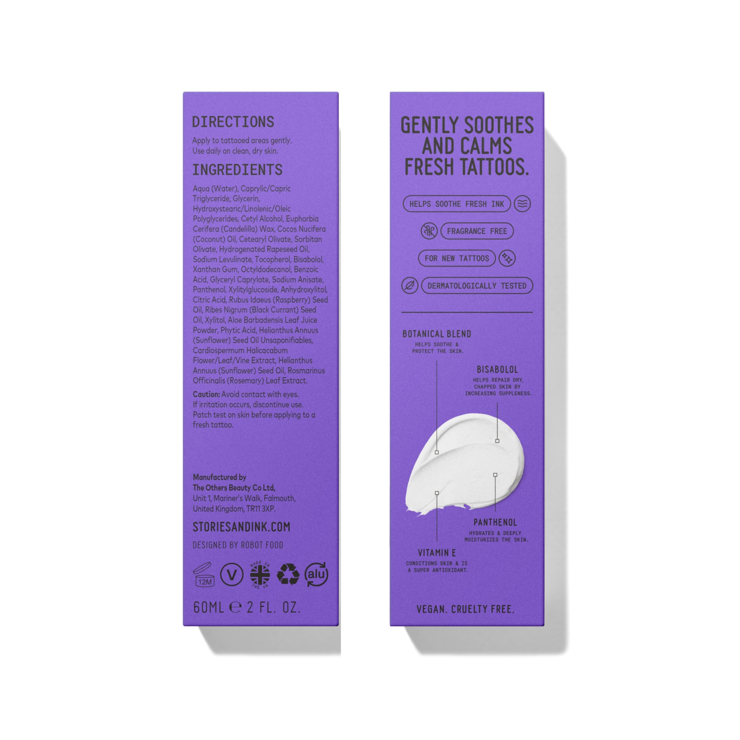 Stories & Ink Tattoo Care | AFTERCARE CREAM for fresh tattoos - Soothes Freshly Tattooed Skin, Visibly Calms Itchy or Irritated Skin, Fragrance-Free, Vegan & Cruelty-Free, 60 mL / 2 Fl Oz