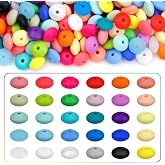 FIVEIZERO 180PCS Silicone Lentil Beads, 30 Colors 12mm Spacer Beads | Flexible Silicone, 2mm Hole Design, Easy to Thread, Fade Resistant, Easy to Clean