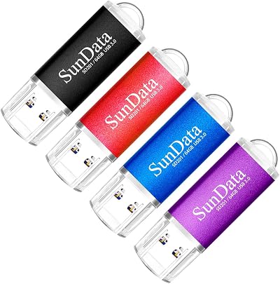 SunData 64GB USB 3.0 Flash Drive 4 Pack High Speed 90MB/s Mixed Colors