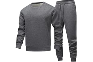 oelaio Mens Sweatsuit Sherpa Fleece Lined 2 Piece Sweatshirts Set Crewneck Pullover and Sweatpants Winter Thermal Tracksuits