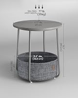 VASAGLE Round Side Table with Fabric Basket Dove Grey Slate Grey LET223G36 view 4