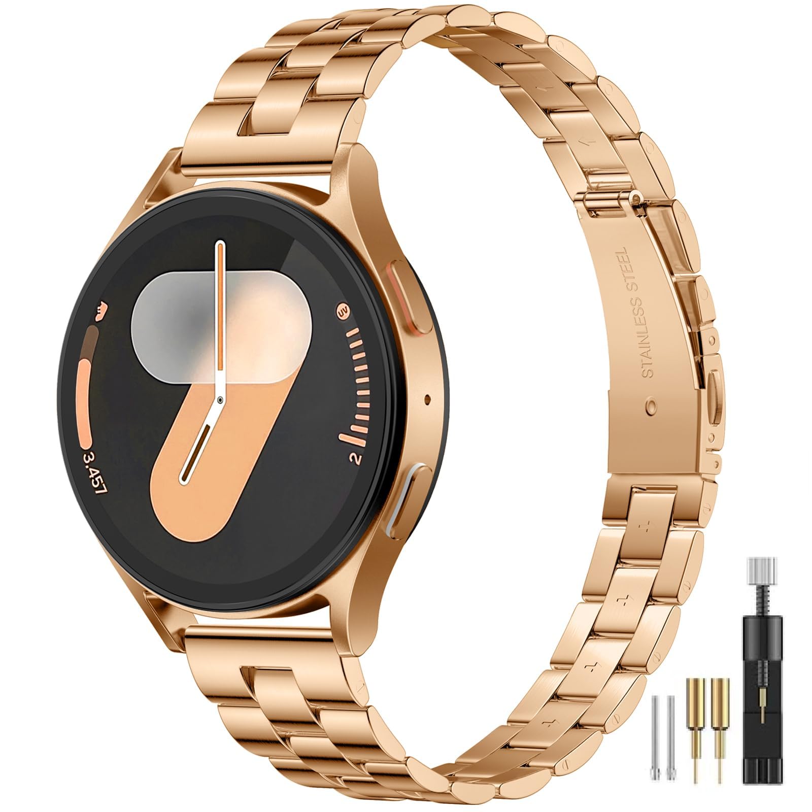 IMIVIO Slim Metal Compatible with Samsung Galaxy Watch FE 7 6 5 4 band 40mm 44mm, Stainless Steel Strap for Galaxy Watch 6/4 Classic 43mm 47mm/ 5 Pro 45mm, Dressy Chain Band for Galaxy Watch 20mm