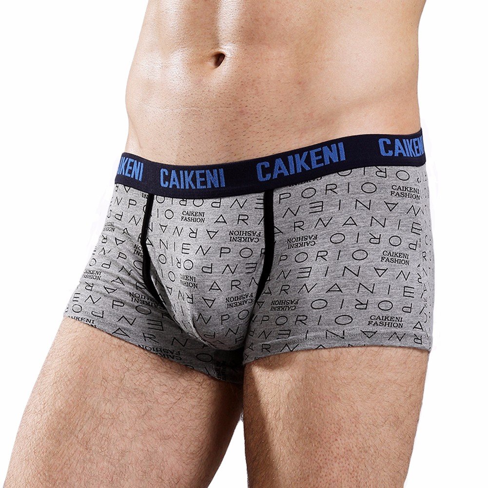 CAIKENI Men\'s Underwear Low-Rise Comfort Boxer Briefs with Fashion Letter Print