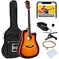 Best Choice Products 41in Beginner Acoustic Guitar Full Size All Wood Cutaway Guitar Starter Set w/Case, Strap, Capo, Strings, Picks - Sunburst