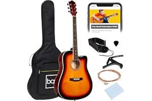 Best Choice Products 41in Beginner Acoustic Guitar Full Size All Wood Cutaway Guitar Starter Set w/Case, Strap, Capo, Strings, Picks - Sunburst
