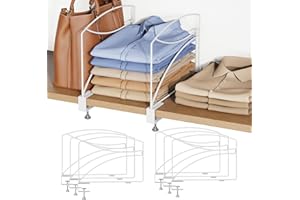 ART-GIFTREE 6-Piece Wire Shelf Dividers for Closet Organization, Upgraded C-Clips Adjustable Metal Shelf Dividers Suitable For Bedrooms & Kitchens, Storage Helper for Handbag Sweater Shirt Ankle Boots, White