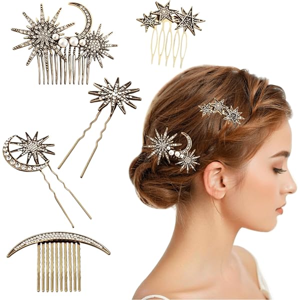Lot De 4 Peignes Latéraux Français Motif Léopard | Pour Chignon, Mariée, Soirée | Dents Antidérapantes | Taille 5,3 X 5 Cm - 12