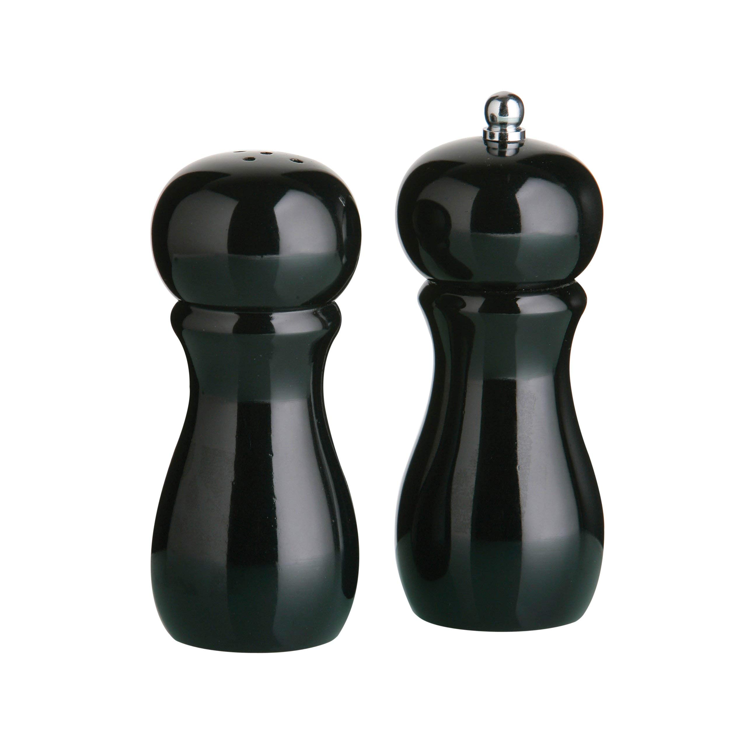 Premier Housewares 1103855 Salt Shaker and Pepper Mill Set - Black Shiny Finish, H11 x W5 x D5cm