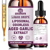 Aged Garlic Extract Liquid Drops, Organic Odorless Garlic Supplement 500mg | 24 Month Aged Garlic 15:1 Herbal Formula for Heart, Immune, Circulation &amp; Antioxidant Support,Vegetarian All-Natural Soy Free