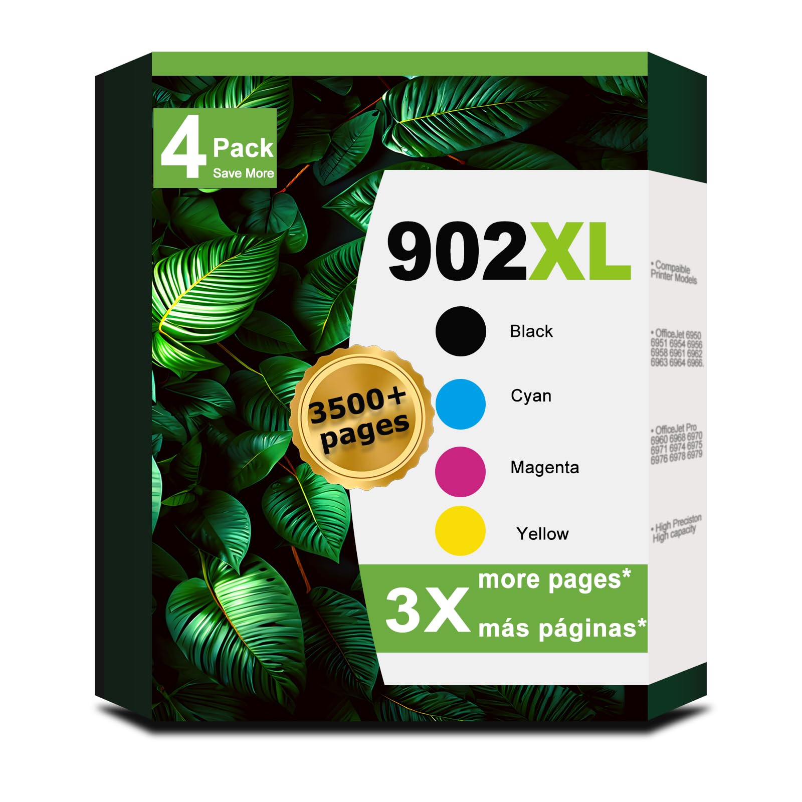 Photo 1 of 902XL Ink Cartridge Combo Pack Compatible for HP 6978 6968 Printer for HP 902 HP902 XL HP902XL to OfficeJet 6958 6970 6960 6975 6962 6950 6954 6951 6956 6961 6963 6964 Black Cyan Magenta Yellow