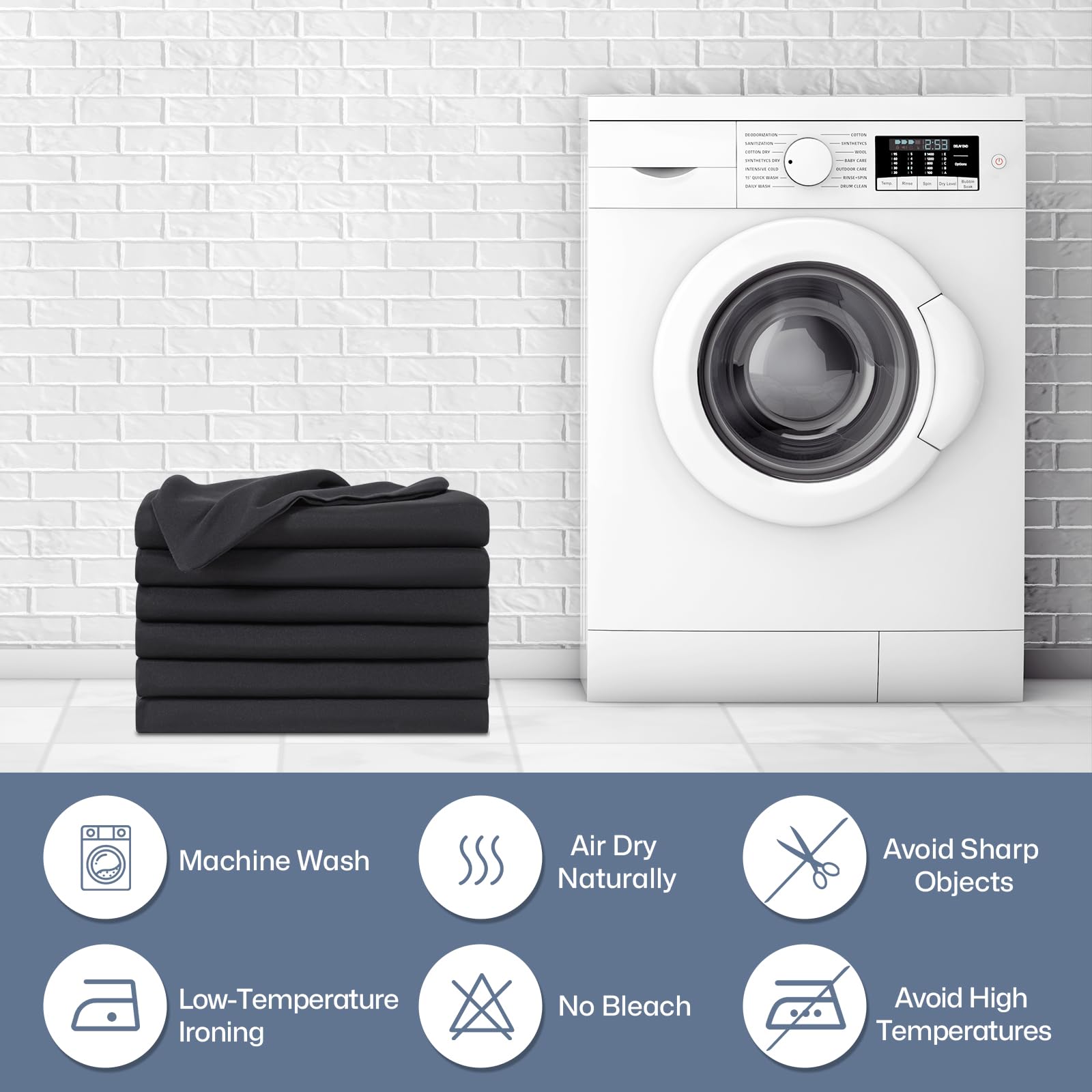 Full Flat Sheets 6 Pack,Black Brushed Microfiber