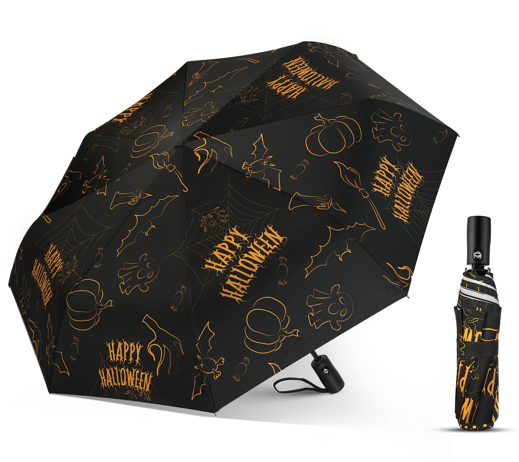 Photo 1 of Natuquebrela Folding Portable Umbrella for Travel - Auto Open Close Wind Proof Umbrellas for Rain Goth Vintage Halloween Decor Packable Backpack Umbrella